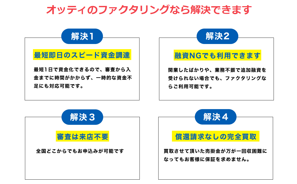 オッティのファクタリングが選ばれる理由